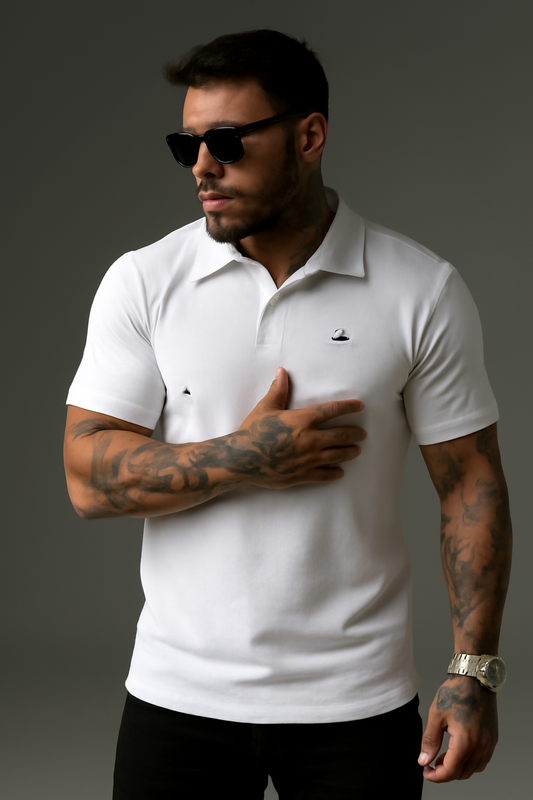 Guess White Johnny collar Polo- N