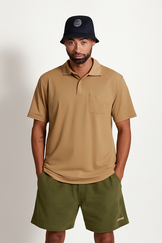 Beige Johnny collar Polo- N