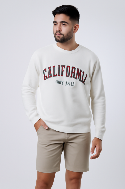 White Texture Bold Calfornia SweatShirt