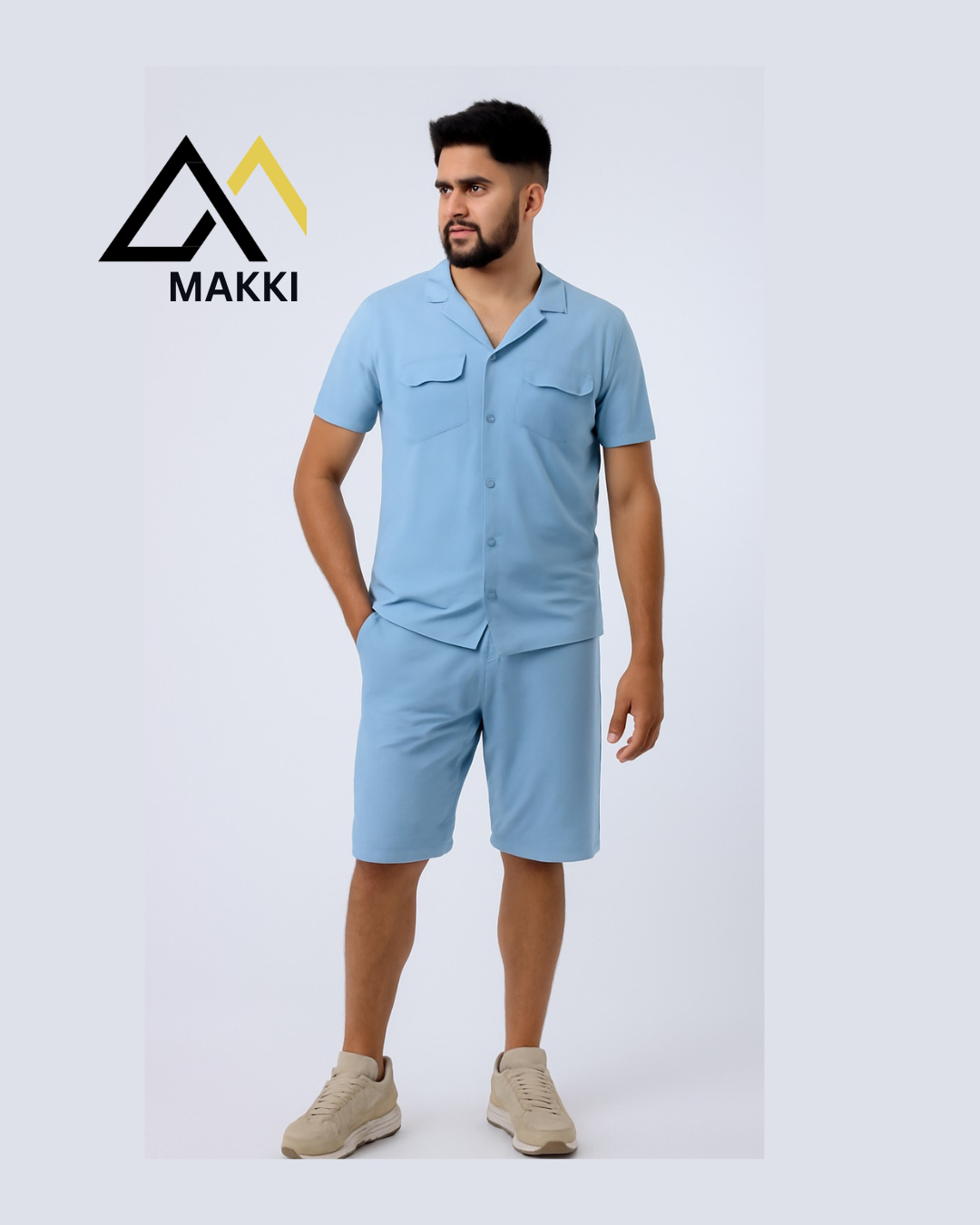 Sky Blue Safari Codset Track Suit  with shorts