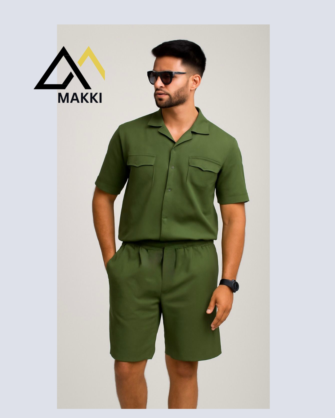 Olive Green Safari Codset Track Suit with shorts