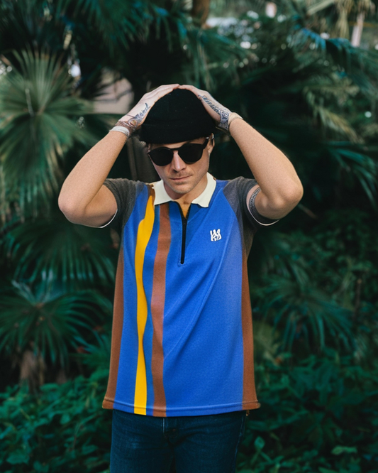 Blue- AMIRI Zip Polo