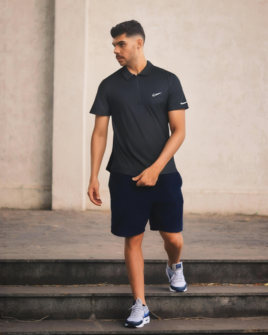 Nike Black Polo Shirt with Zipper.