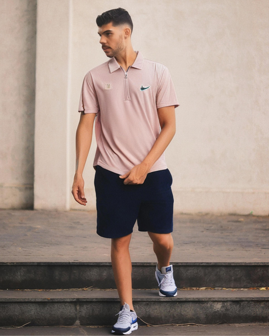 Nike Pink Polo Shirt with Zipper.