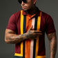 Dark Brown Geometric Stripes Polo Shirt