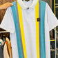 Sky Polo with Bold Vertical Stripes