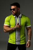 Green Striped Polo with Fendi Logo