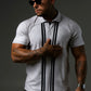 Silver Gray Striped Polo with Fendi Logo