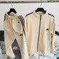 Beige Three Stripe Winter Tracksuit