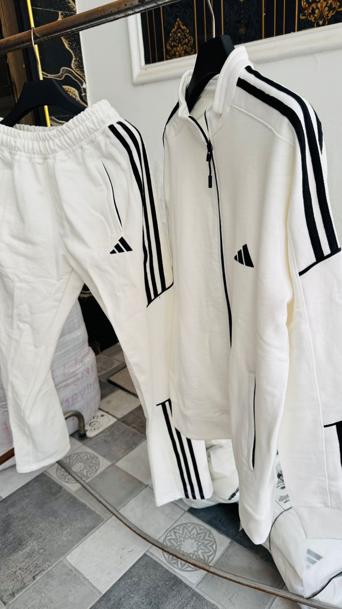 White Three Stripe Winter Tracksuit