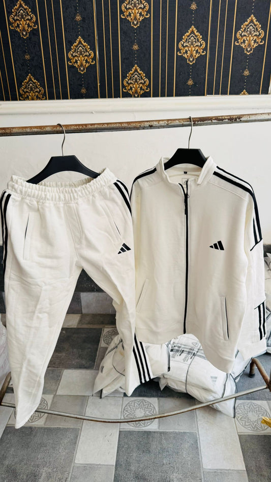 White Three Stripe Winter Tracksuit