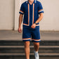 Blue Stripe Printed Track Suit with shorts