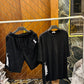 Premium Cotton Interlock Black Track Suit with Shorts