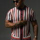 Ocean Red Stripe Polo Buttonup Shirt