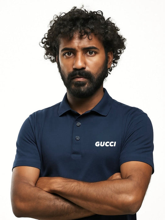 Gucci Blue Polo Shirt with Logo
