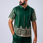 Green Arabic Printed Track Suit with shorts