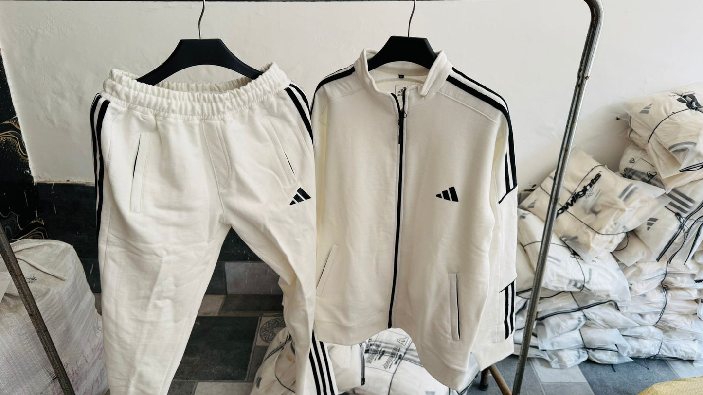White Three Stripe Winter Tracksuit