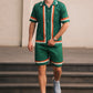 Green Stripe Printed Track Suit with shorts