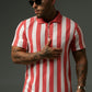 Red Modern Stripes Polo Shirts