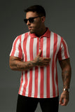 Red Modern Stripes Polo Shirts