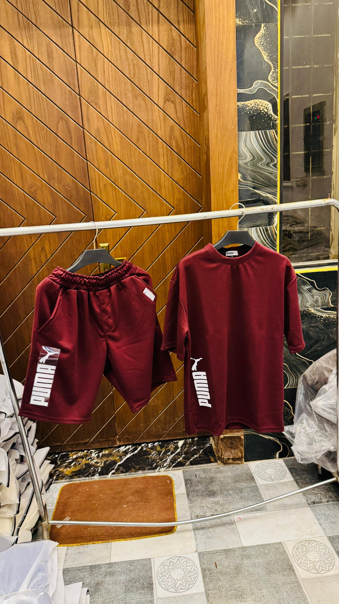 Premium Cotton Interlock Redish Track Suit with Shorts