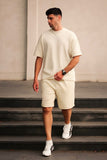 Premium Cotton Interlock Cream Track Suit with Shorts