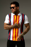 White Modern Stripes Polo Shirts