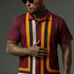 Redish Brown Geometric Stripes Polo Shirt