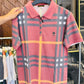 Pink Modern Checkered Pattern Polo Shirt