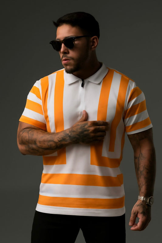 Bold Yellow Stripe Polo Shirt