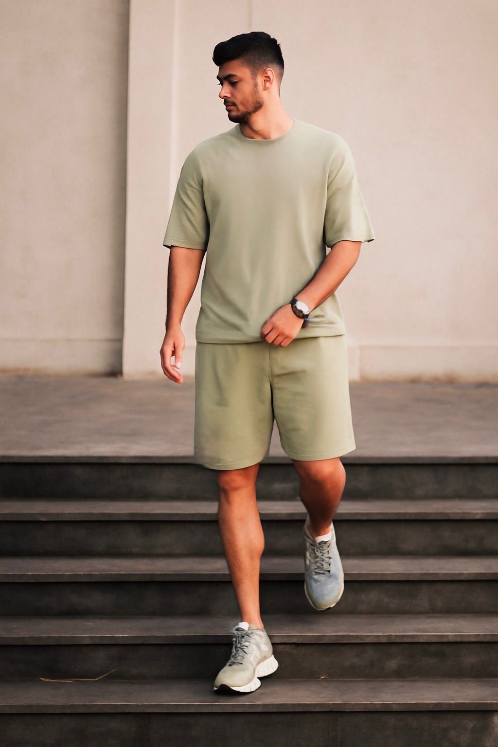 Premium Cotton Interlock Olive Green Track Suit with Shorts