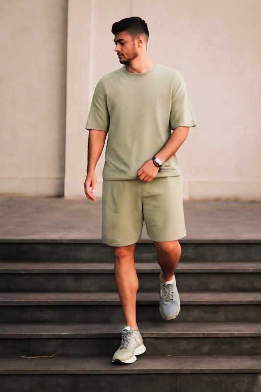 Premium Cotton Interlock Olive Green Track Suit with Shorts